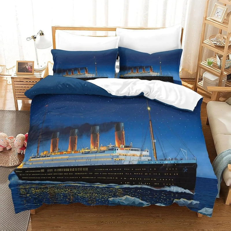 housse de couette 3D titanic motif océan romantique pour enfants