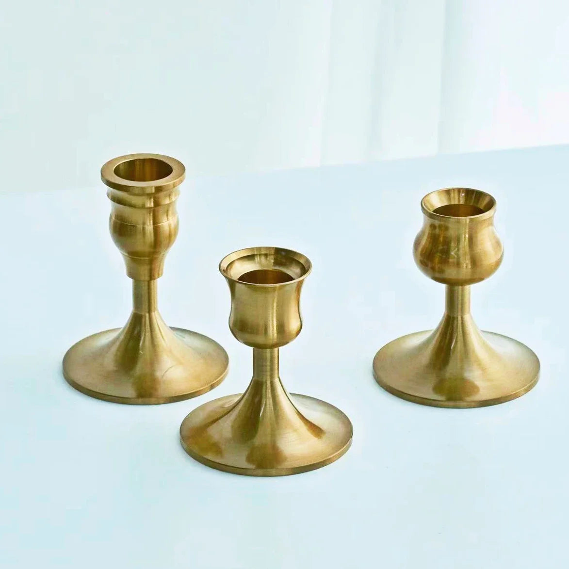 kit de bougeoirs décoratifs en laiton doré pour mariage et dîner - vue 11 sur 18
