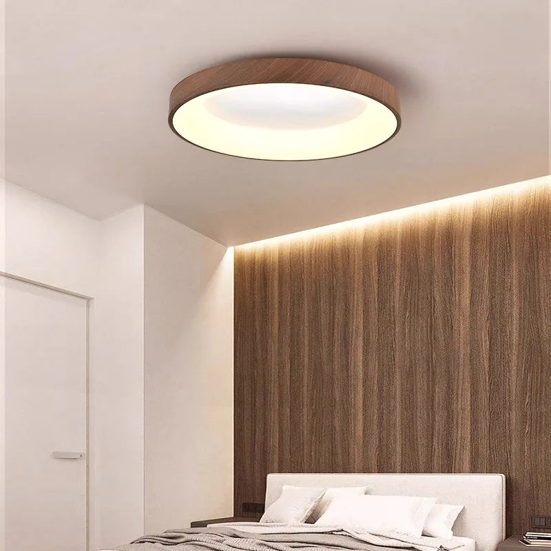 Walnut Color Water Transfer Printing, Modern Minimalist Wabi-Sabi, Ceiling Light for Living Room, Dining Room, Bedroom, Study - vue 3 sur 9