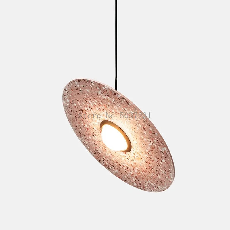 Suspension vintage en ciment terrazzo ufo led personnalisation designer