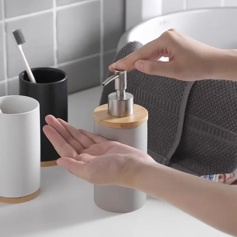 porte-brosse à dents en céramique style nordique avec base en bois - vue 5 sur 22