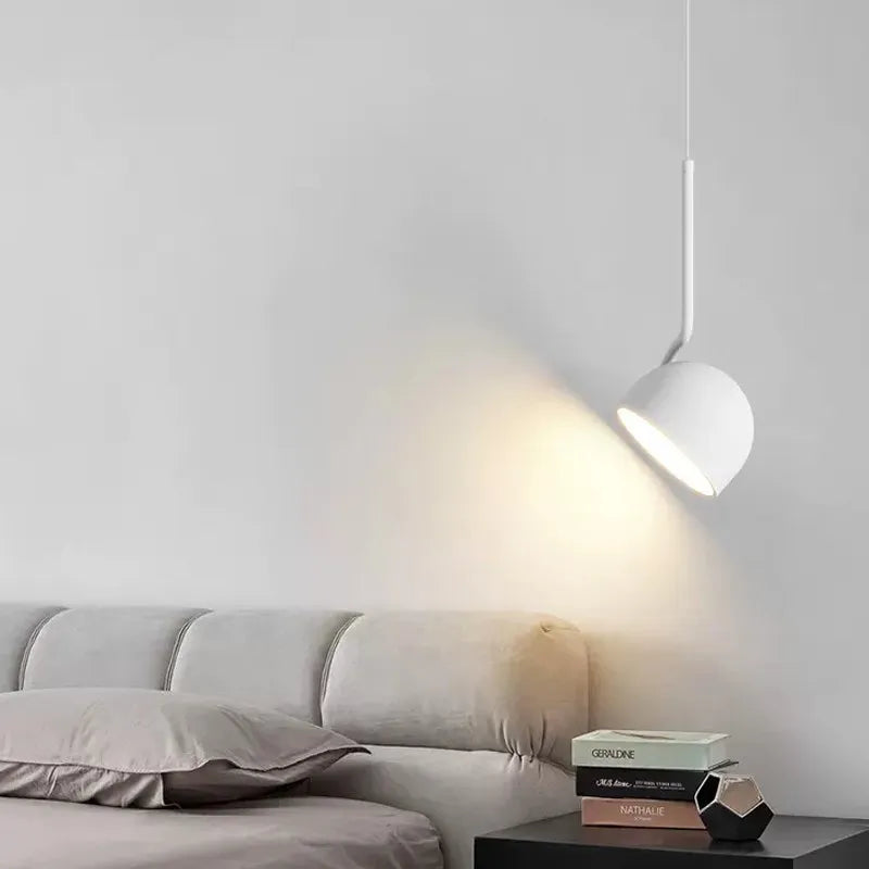 Nordique LED Suspension Lumière Minimaliste Noir Blanc Cuillère Fer Suspension Chambre Salons Étude Bureau Éclairage Luminaire