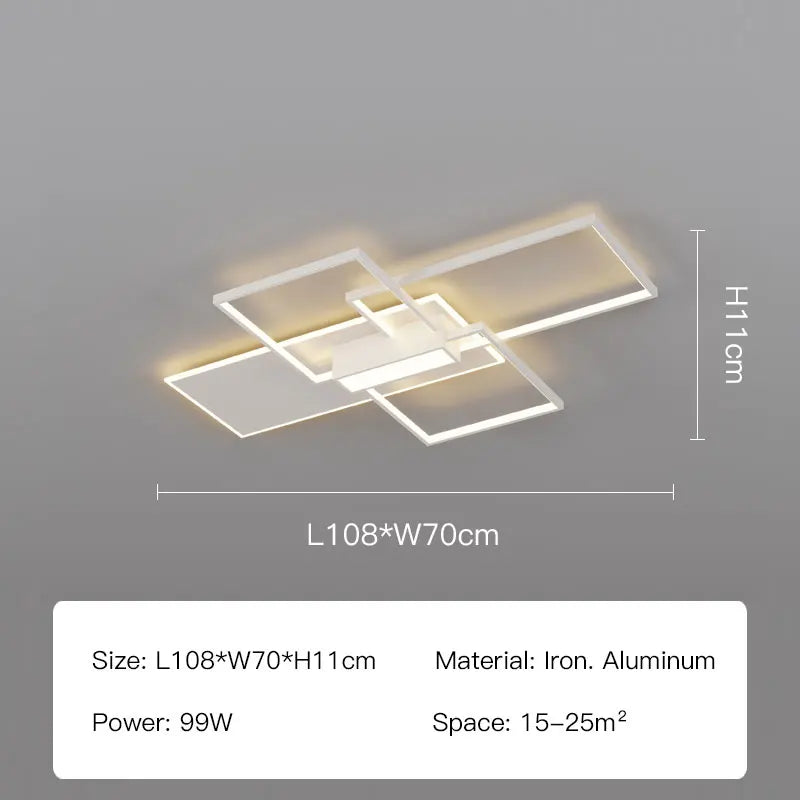 plafonnier led moderne design rectangulaire minimaliste lumineux - vue 10 sur 12