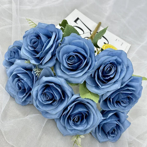 bouquet de roses artificielles en soie pour décoration de mariage - vue 9 sur 15