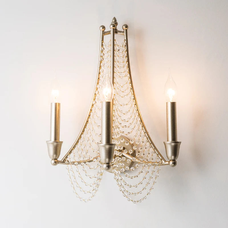 applique murale à bougie led éclairage cristal rétro décoratif - vue 2 sur 8
