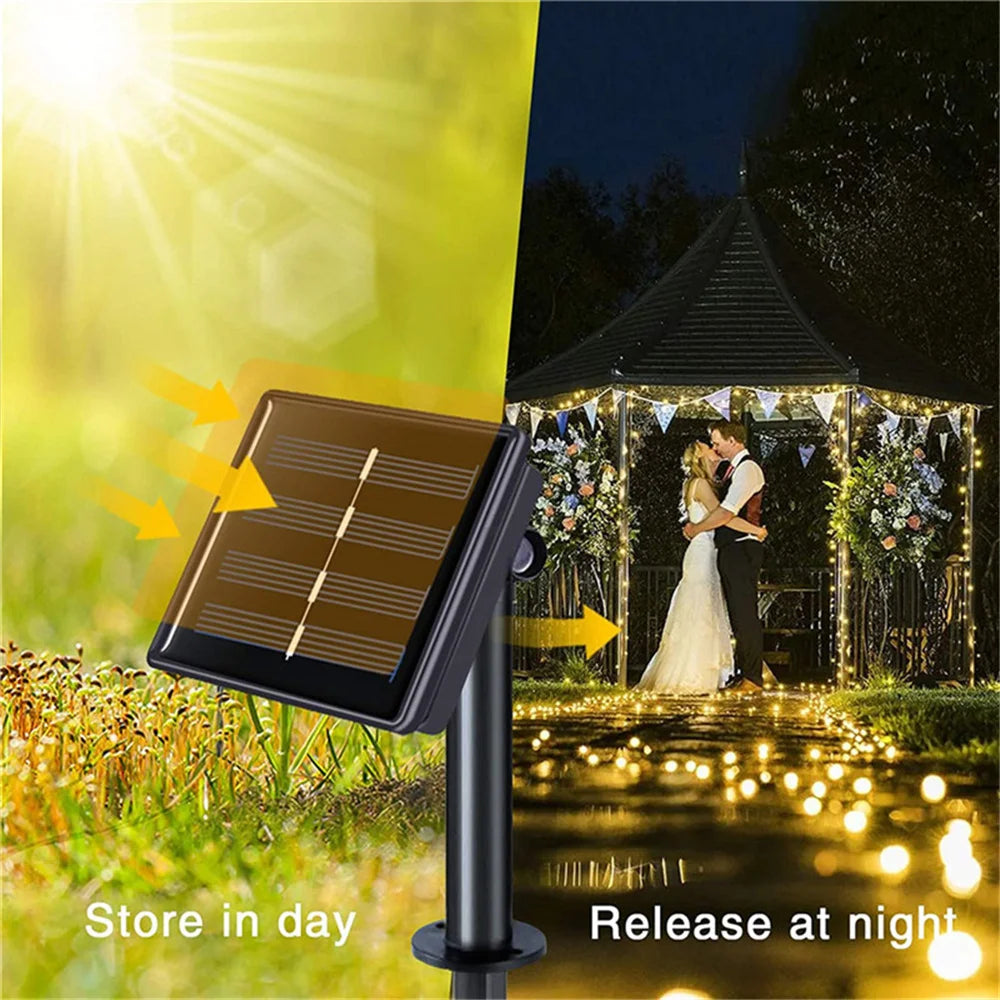 guirlande lumineuse solaire étanche 300 led pour extérieur décoratif - vue 3 sur 9