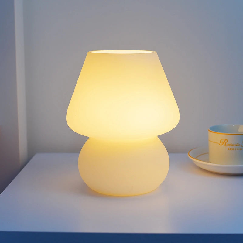 Lampe led verre veilleuse rayée champignon