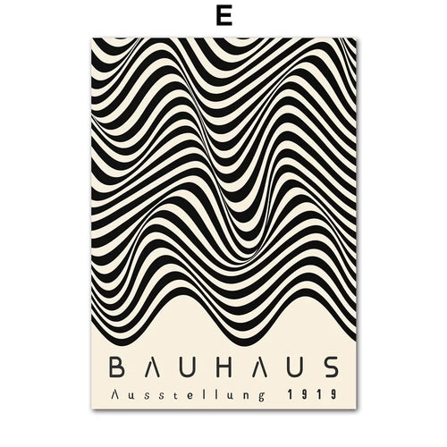 abstrait bauhaus lignes rayées art mural moderne décoration intérieure - vue 15 sur 16
