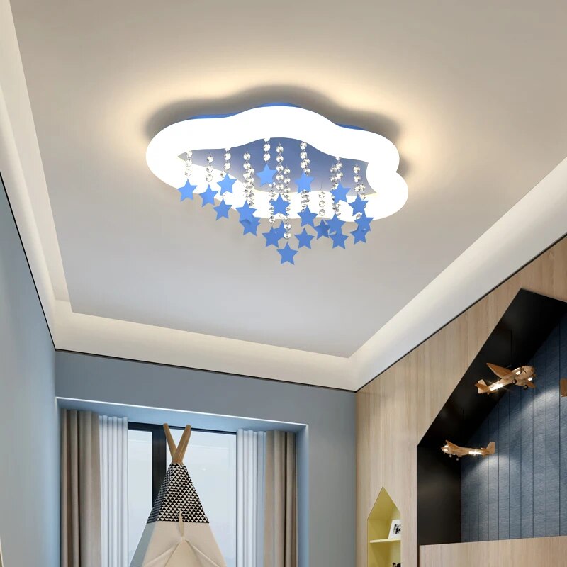 Lustre LED Blanc Bleu Rose Nuage