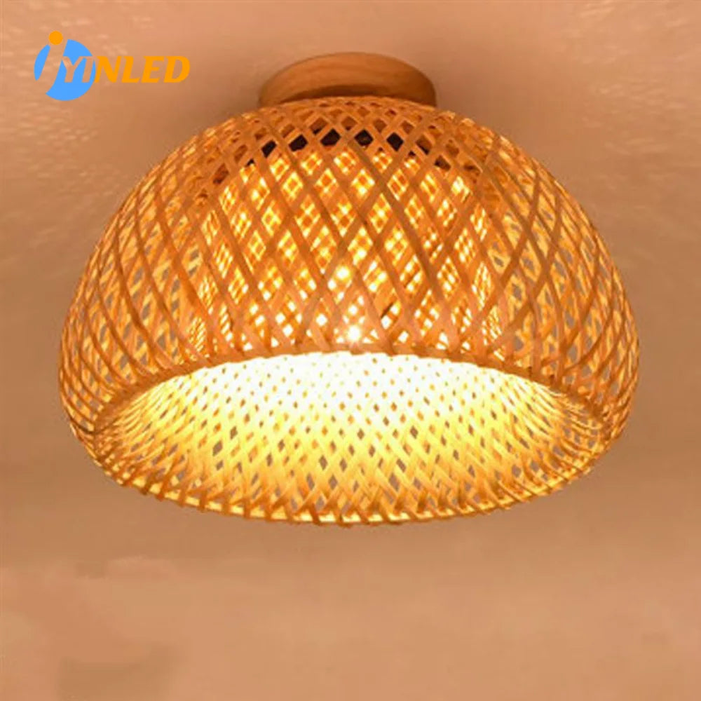 30 rotin osier plafonnier suspension abat-jour maison chambre décor Lustre bambou bois Art suspendu Lustre Luminaire