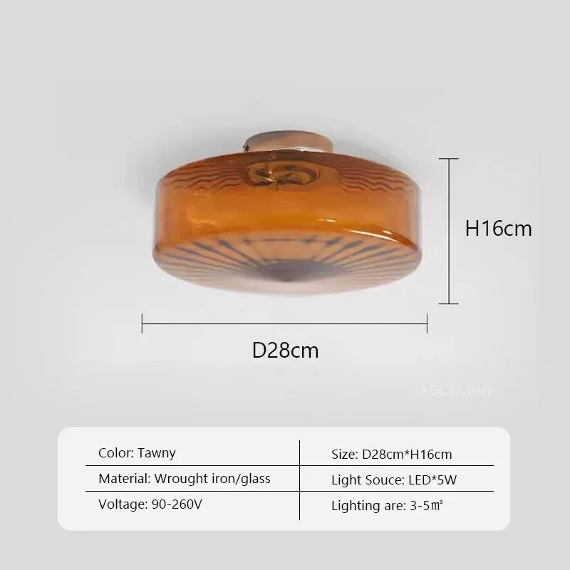 plafonnier led rond en verre ondulé rétro décoratif d'intérieur - vue 8 sur 9