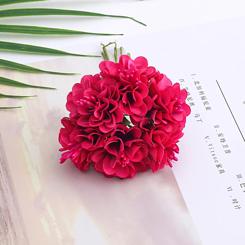 bouquet de mini fleurs d'hortensia artificielles pour décoration et bricolage - vue 12 sur 15