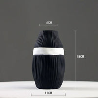vase en céramique à rayures pour fleurs séchées décoratif