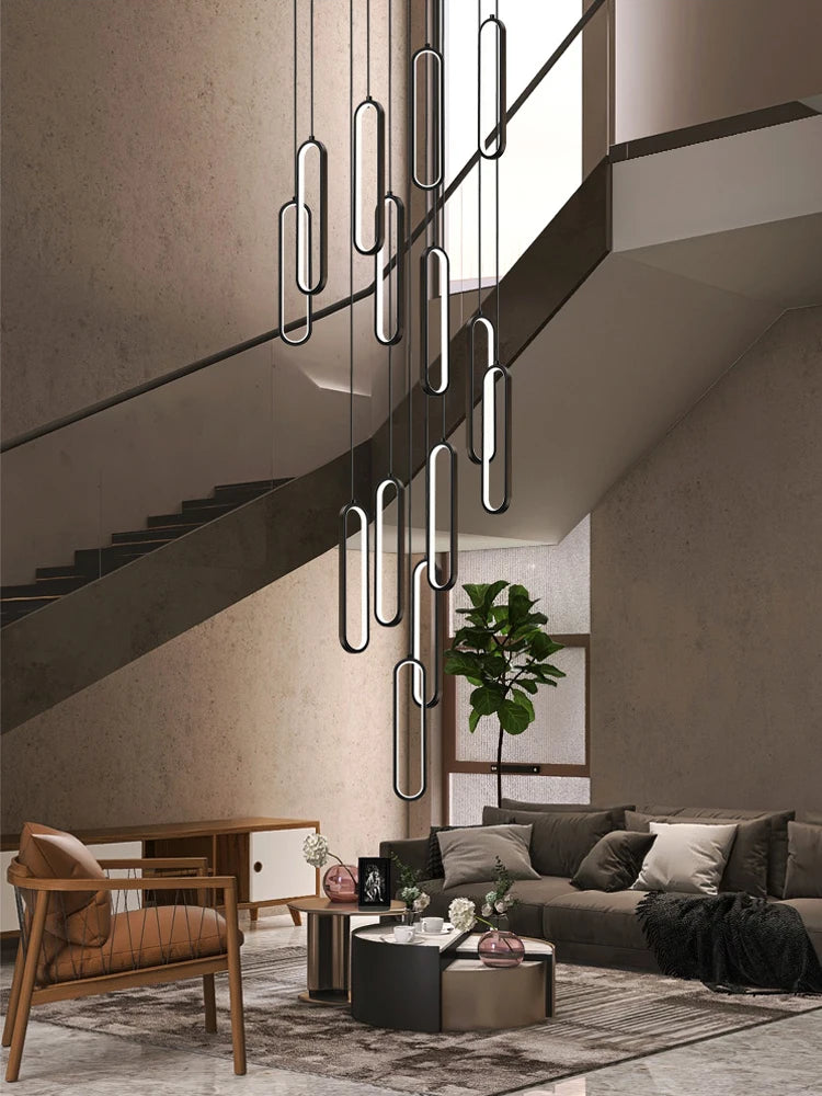 lustre ovale led minimaliste pour duplex hôtel penthouse