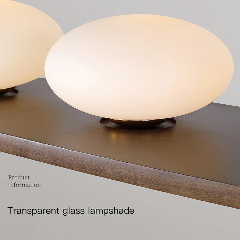 lustre en bois massif avec suspension en verre artistique pour intérieur
