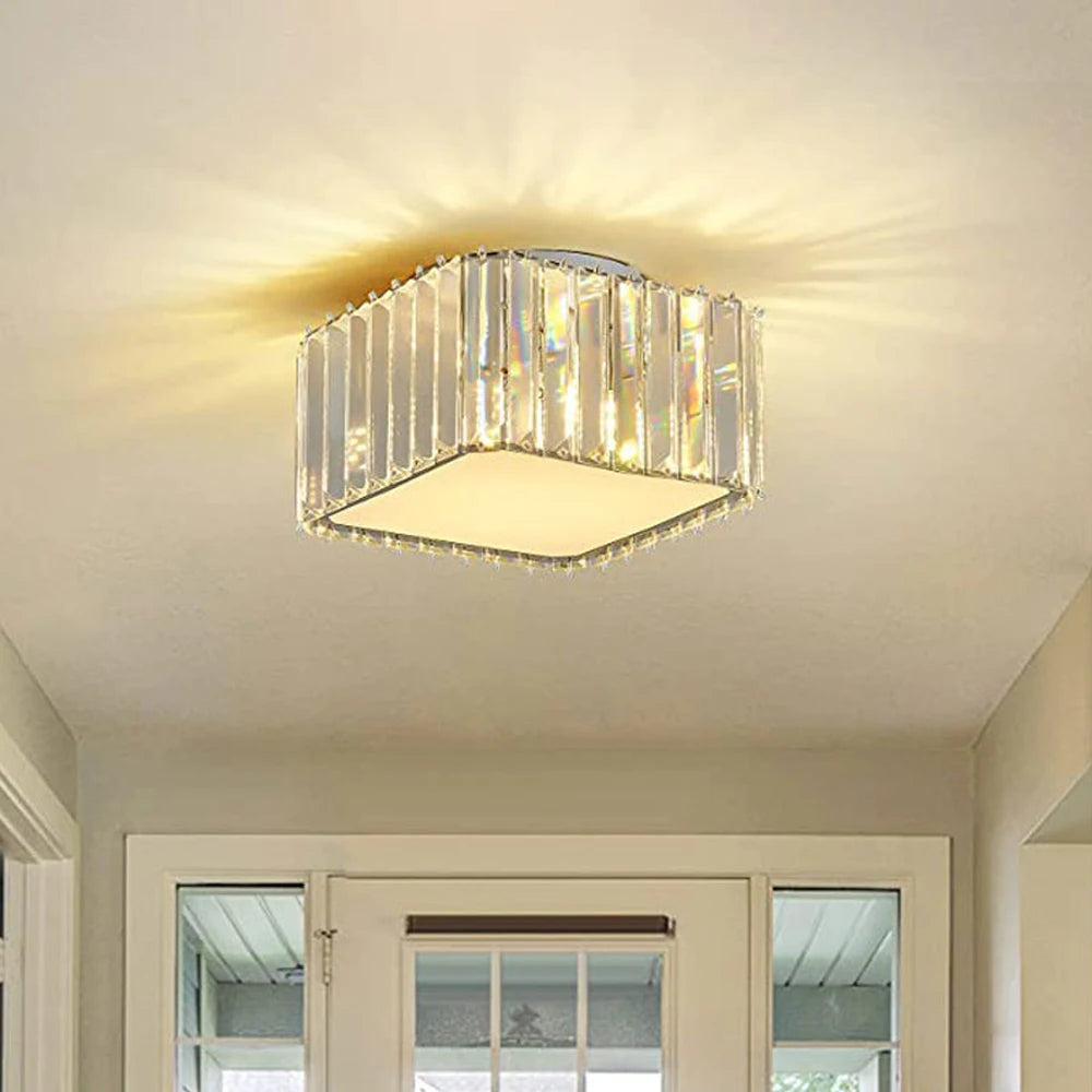 lustre carré en cristal led luxe décoration intérieure moderne
