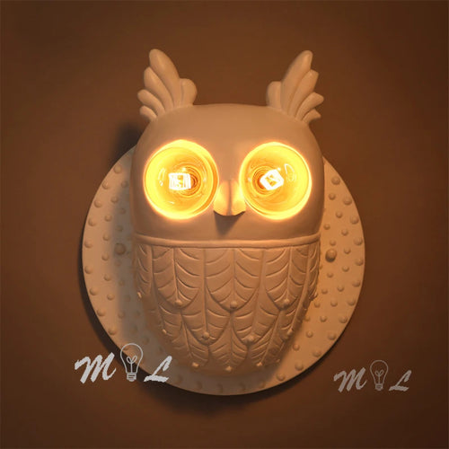 applique murale hibou créative en résine à LED - vue 2 sur 8