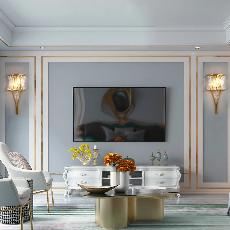 applique murale postmoderne en cristal de luxe américaine pour loft