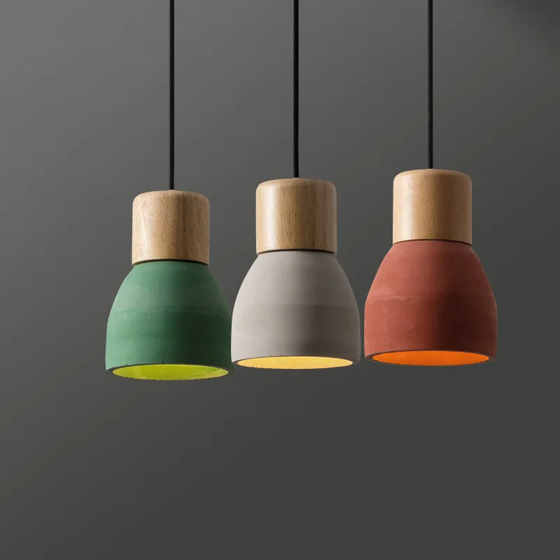 4 couleurs Loft Style nordique bois E27 ciment suspension lumières moderne Restaurant salon café chambre décor lumières colorées