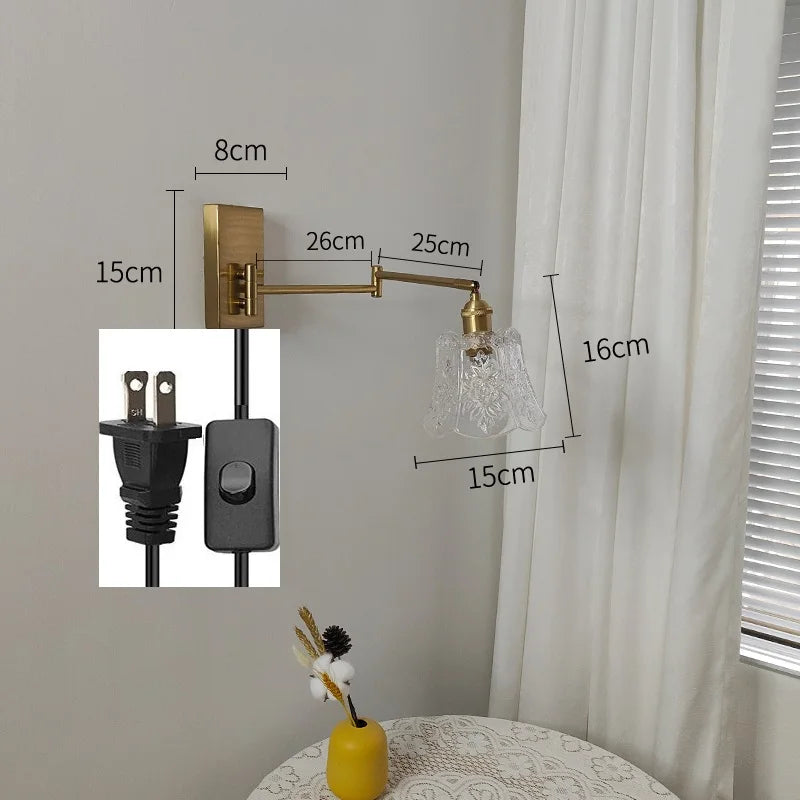 IWHD tirer chaîne verre applique murale LED applique bras gauche droite rotation chambre salon lumières nordique moderne à côté lampe Wandlamp - vue 19 sur 23