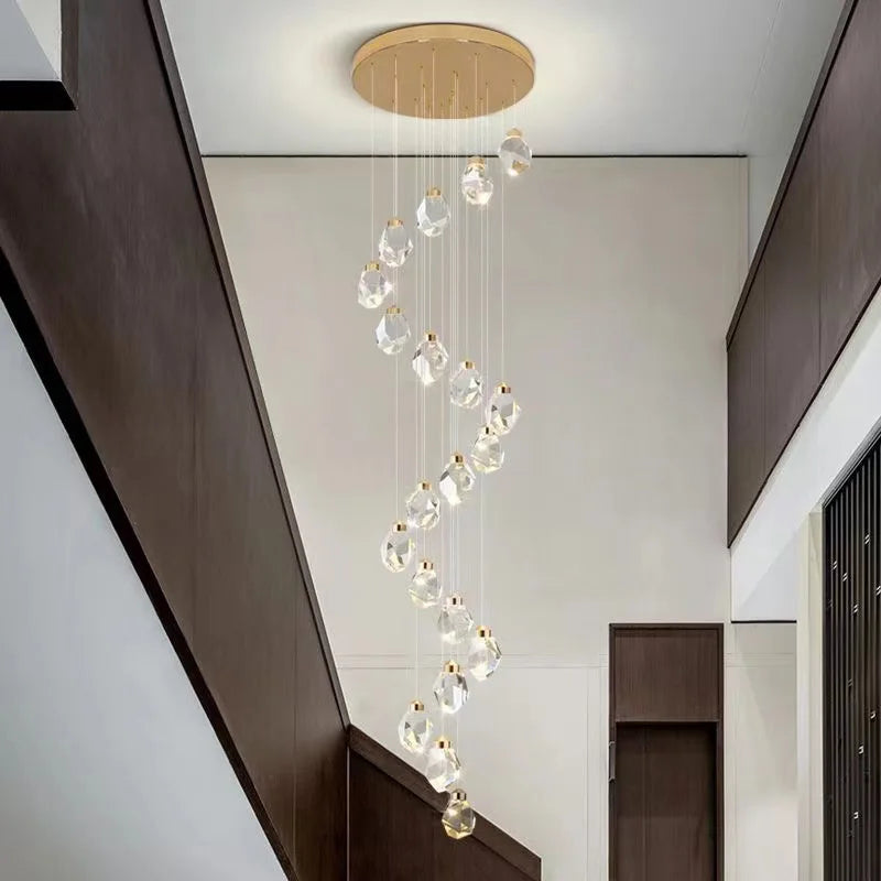 lustre en cristal led design en cuivre moderne et élégant - vue 3 sur 16