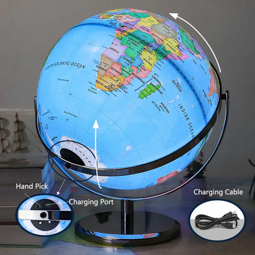 globe terrestre lumineux avec carte du monde éducative - vue 7 sur 10