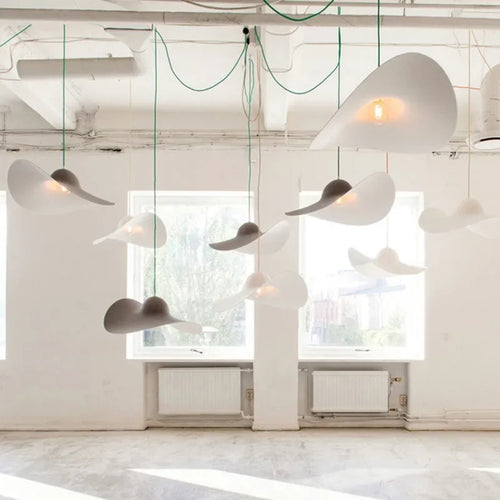 Felt Pendant Lamps Nordic Hat Chandelier Ceiling Hanging Light for Living Dining Room Bedroom - vue 6 sur 12