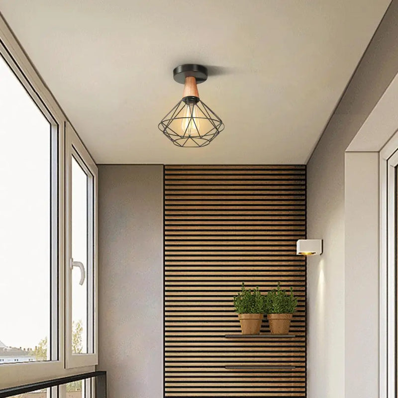Vintage plafonnier moderne nordique rétro fer plafonnier décor pour salon barre noir Loft E27 maison éclairage Cage luminaire