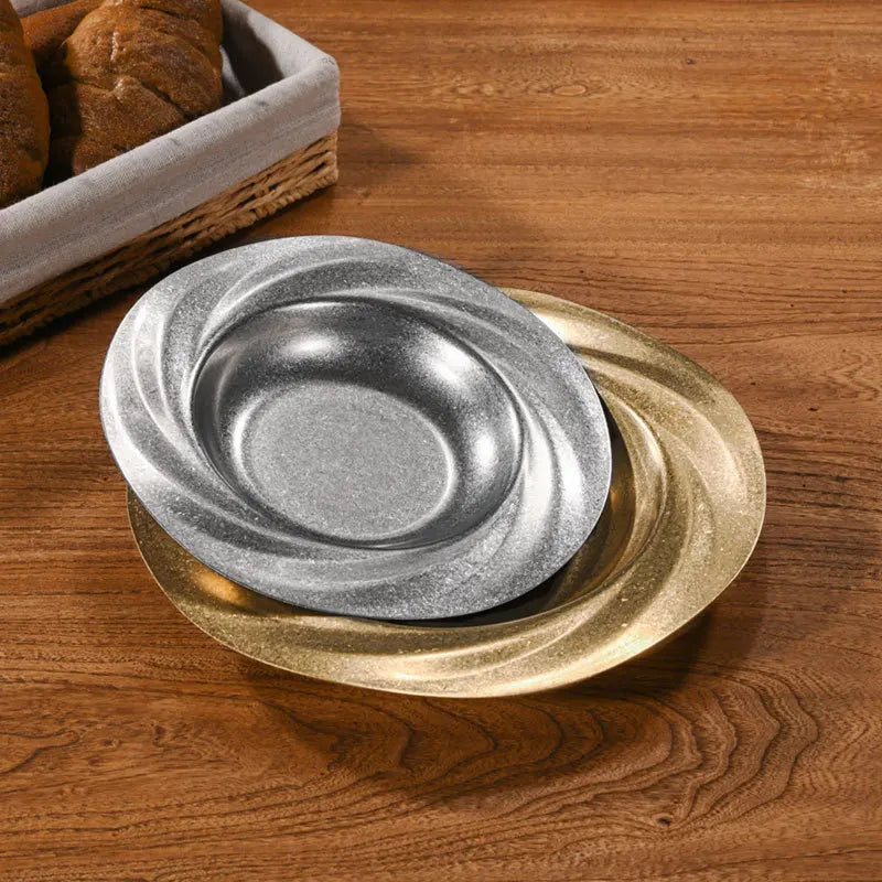 Assiette retro acier inoxydable style restaurant luxe - vue 4 sur 6