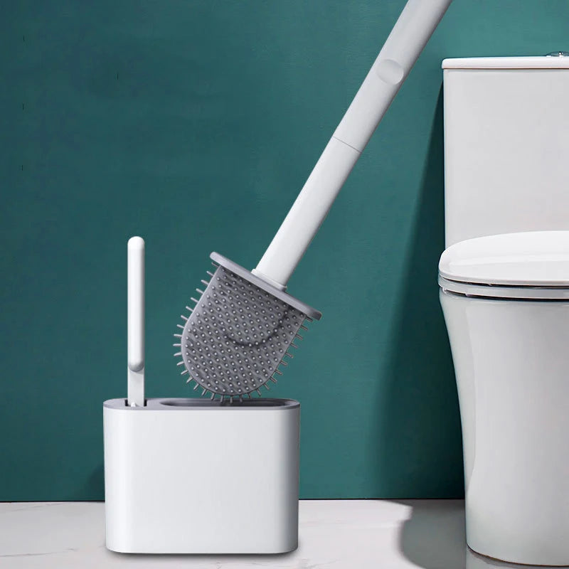 brosse de nettoyage en silicone avec support mural flexible - vue 4 sur 8