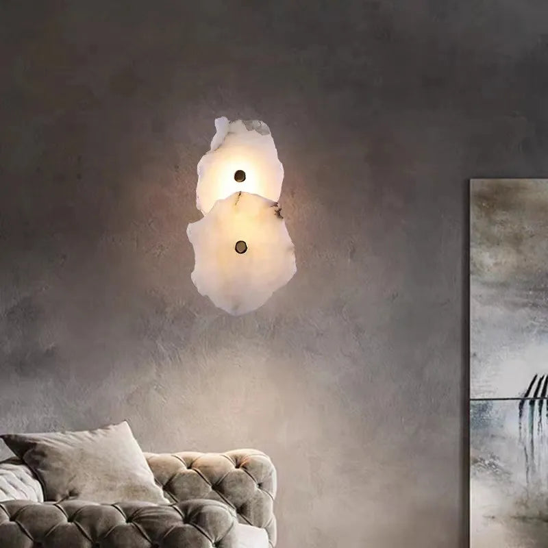 Applique murale moderne en laiton LED longue lampe en marbre naturel nouveauté de luxe éclairage applique chambre salon salle à manger couloir lumière