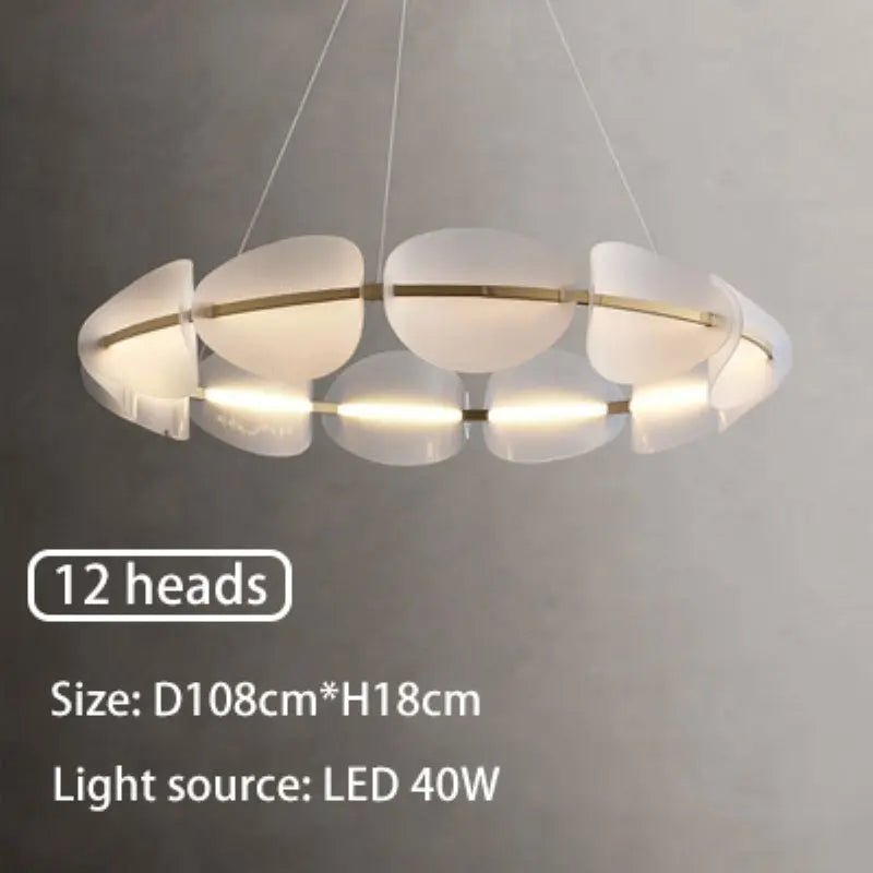 SANDYHA Moderne De Luxe Led Art Fer Suspension Lumière Créative Annulaire Pétale Lustre Chambre Étude Salon Salle À Manger Lampe Décorative