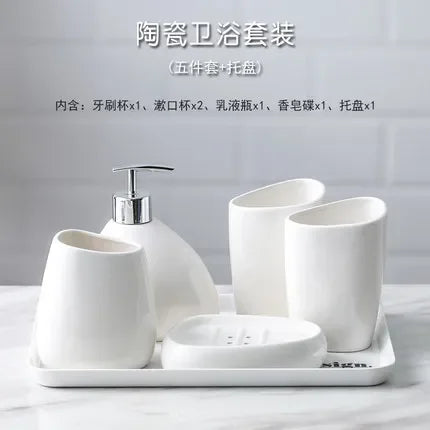 ensemble daccessoires en céramique pour salle de bain élégant et pratique - vue 10 sur 10