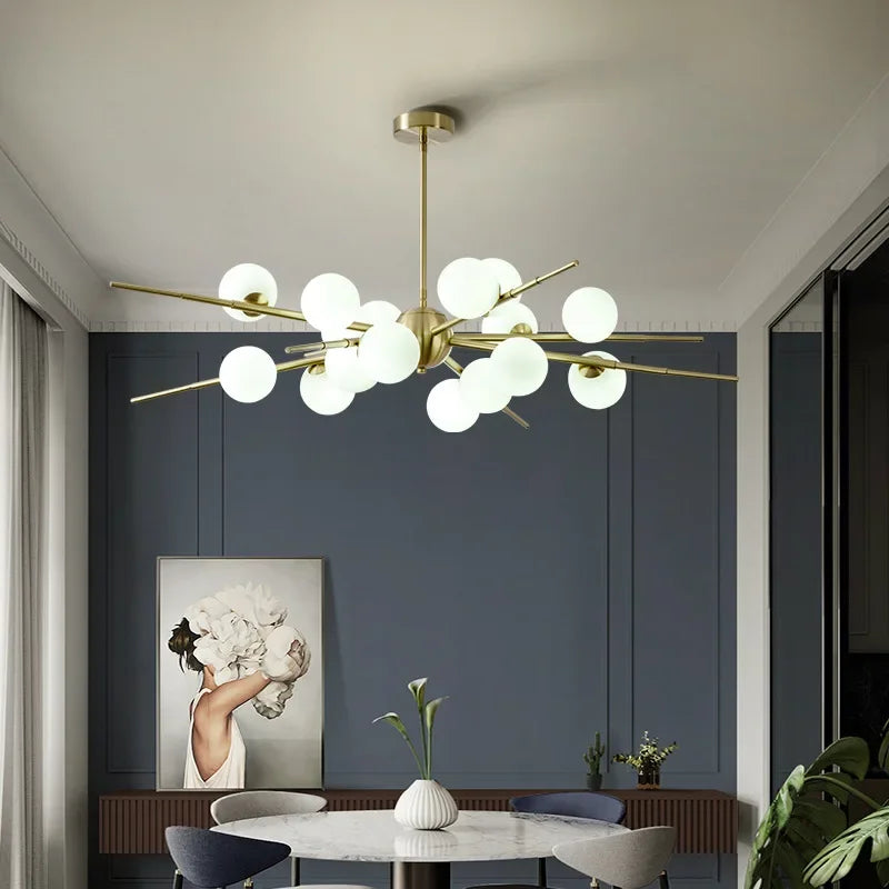 lustre moderne led en verre boule pour décoration maison - vue 4 sur 9