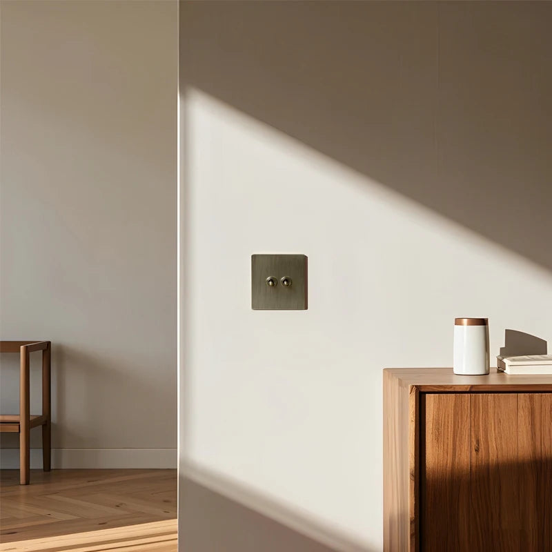 Prise TV et RJ45 en acier gris brossé bords arrondis