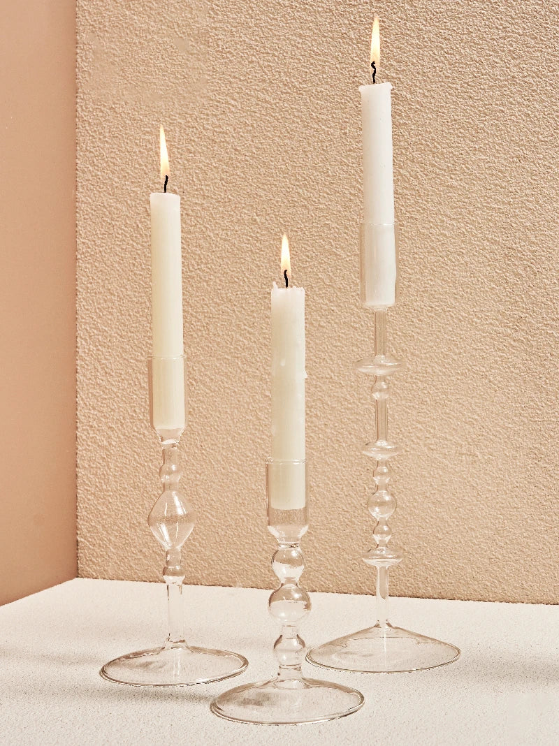 bougeoir en verre transparent décoration intérieure moderne nordique - vue 5 sur 31