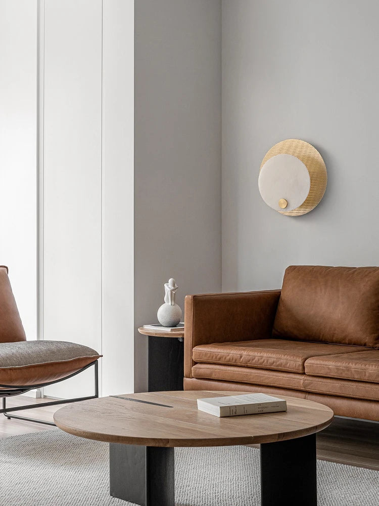 applique minimaliste en marbre et cuivre avec led - vue 4 sur 10