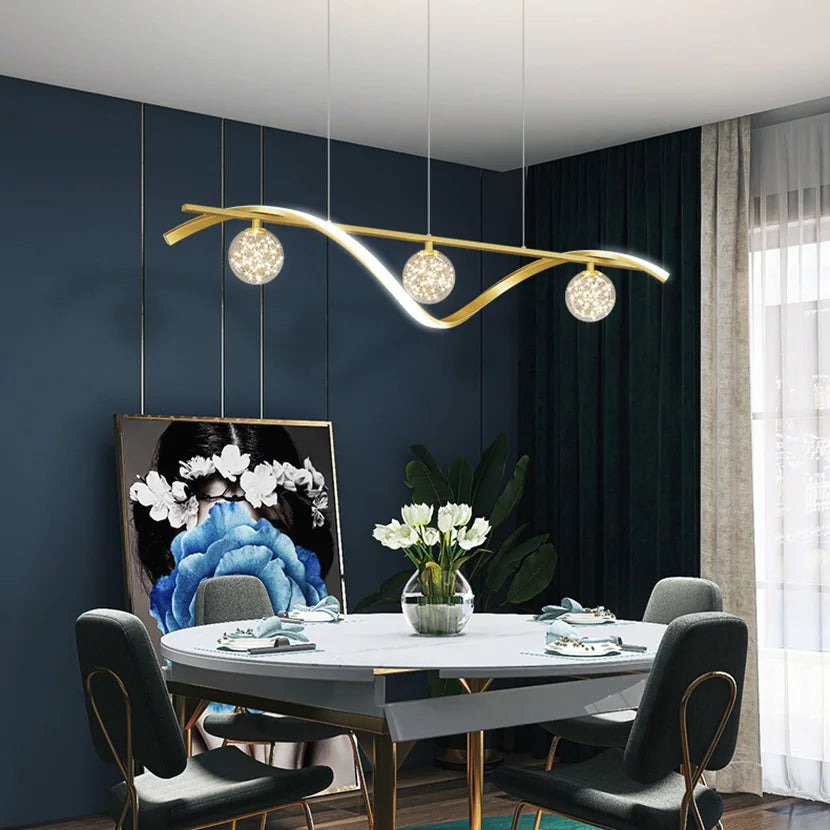 lustre sandyha led étoiles en boule de verre clair suspendue - vue 3 sur 8