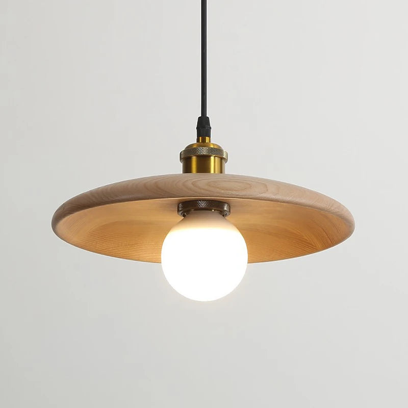 Lampe de style idyllique soucoupe volante bois lampes suspendues E27 Table à manger décor lumière Restaurant chevet salon de thé chapeau lampe suspendue