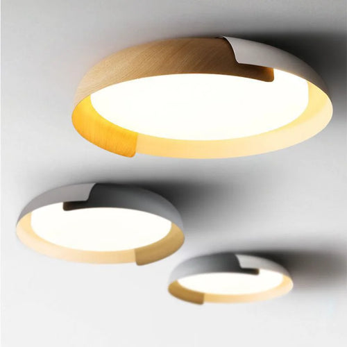plafonnier nordique en bois pour décoration intérieure et éclairage LED - vue 2 sur 9