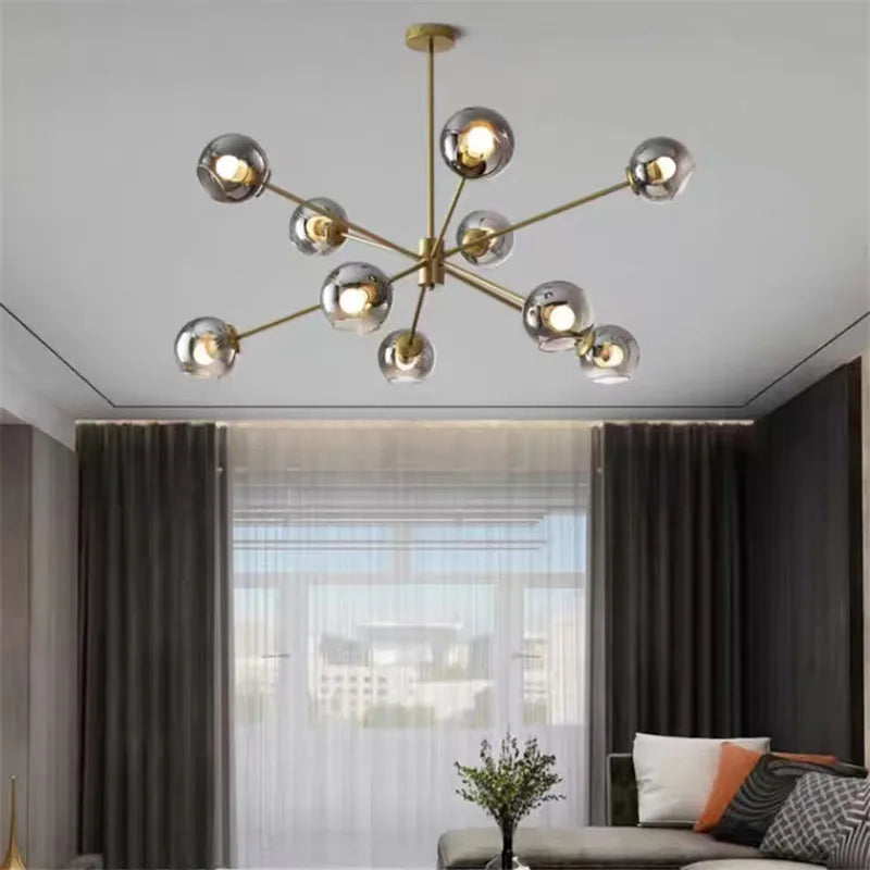 lustre rétro en verre pour décoration intérieure moderne - vue 3 sur 5