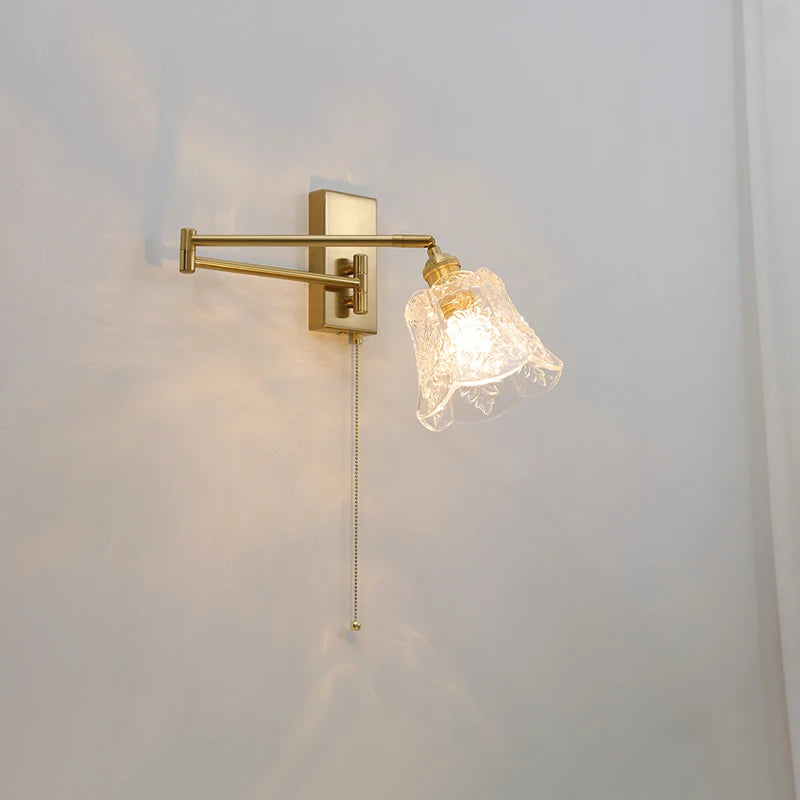 IWHD tirer chaîne verre applique murale LED applique bras gauche droite rotation chambre salon lumières nordique moderne à côté lampe Wandlamp