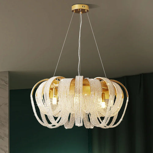 lustre en cristal de luxe pampilles modèle 	 pour hôtel