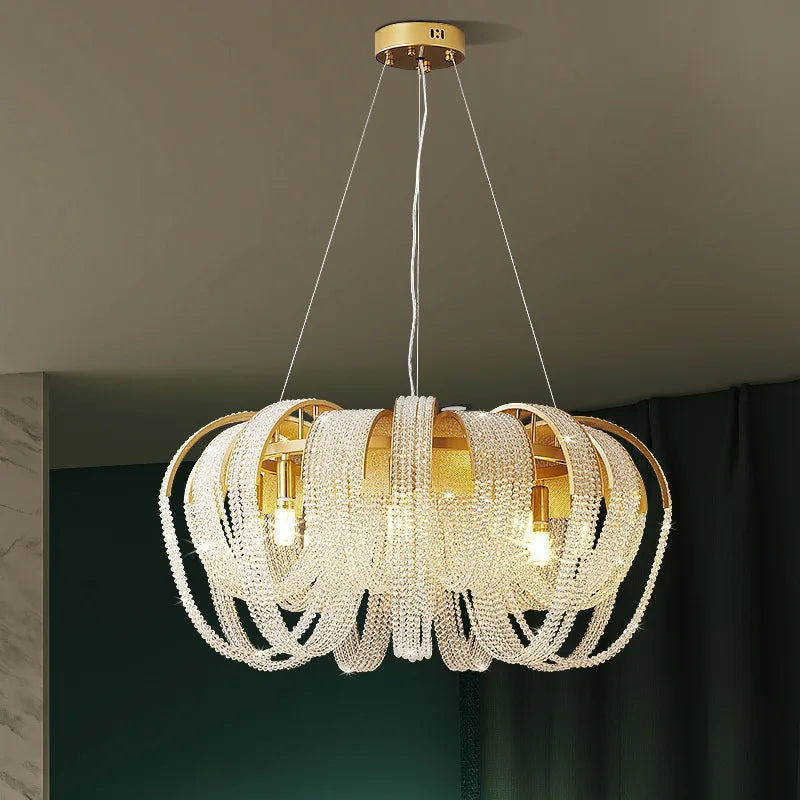 lustre en cristal de luxe pampilles modèle 	 pour hôtel - vue 2 sur 10