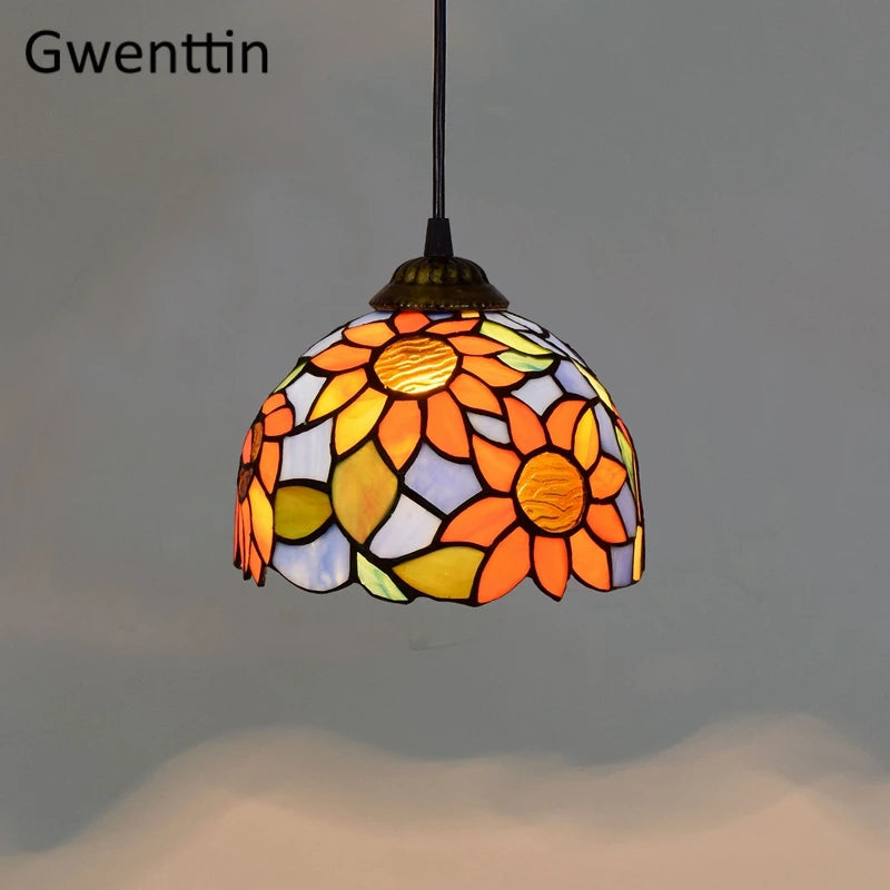 suspension en verre teinté style tiffany pour décoration moderne - vue 10 sur 14