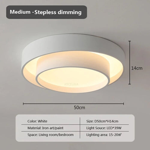 Plafonnier moderne led minimaliste blanc double rond - vue 18 sur 18