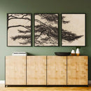 triptyque vintage branche de pin art mural décoration intérieure
