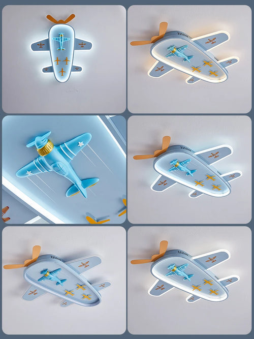 lustre avion dessin animé pour chambre d'enfant protection des yeux - vue 7 sur 7