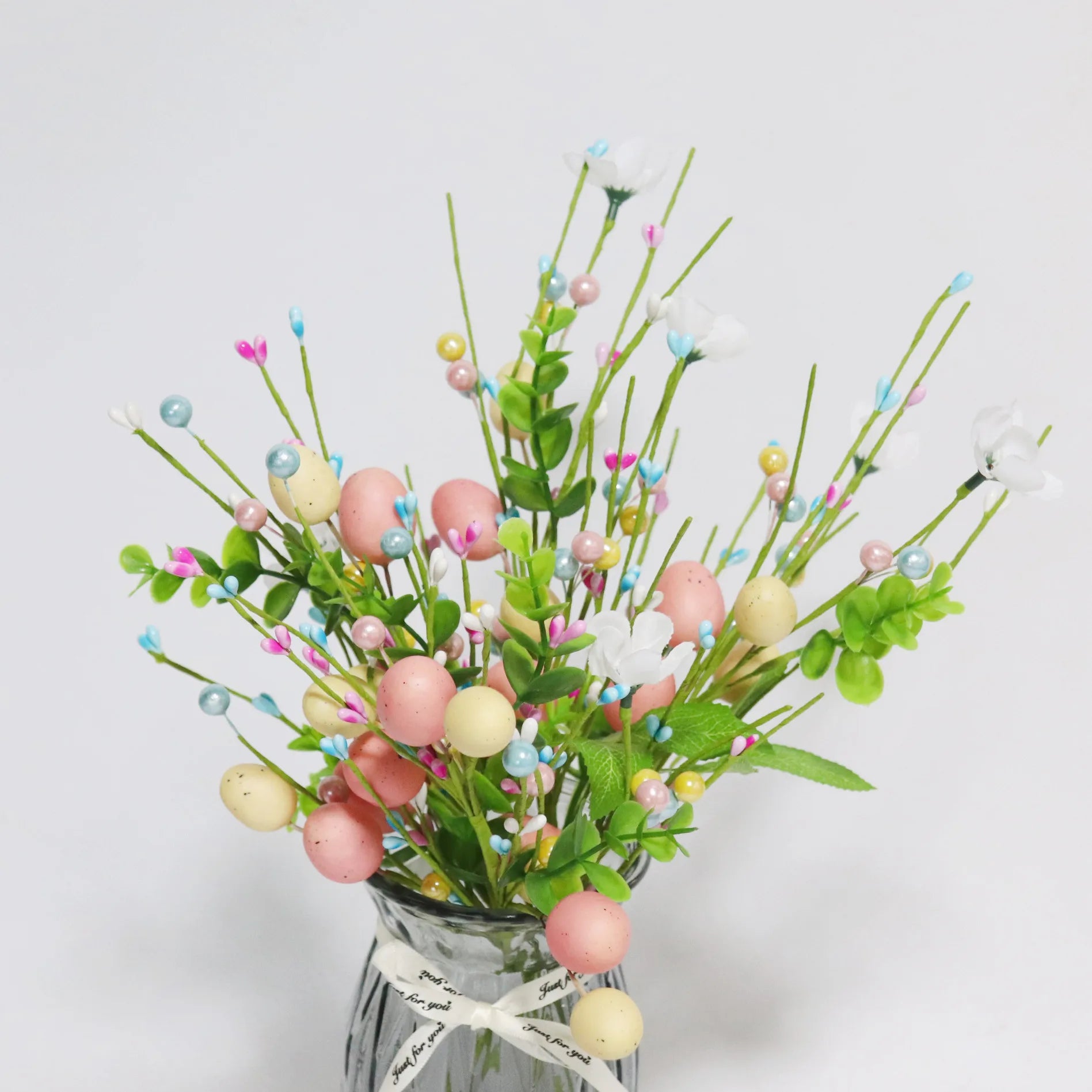 décoration œuf artificiel fleurs mousse pour pâques diy - vue 4 sur 17