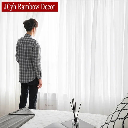 Voilage tulle transparent style moderne pour salon fenetre